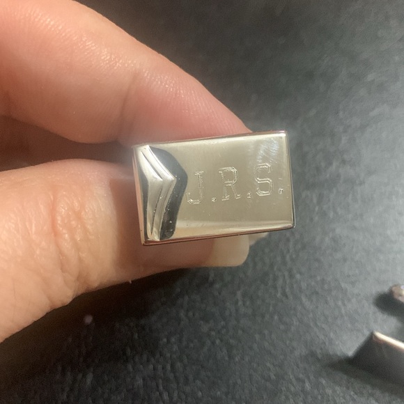 Silver Swank cufflinks Engraved JRS - Picture 2 of 3